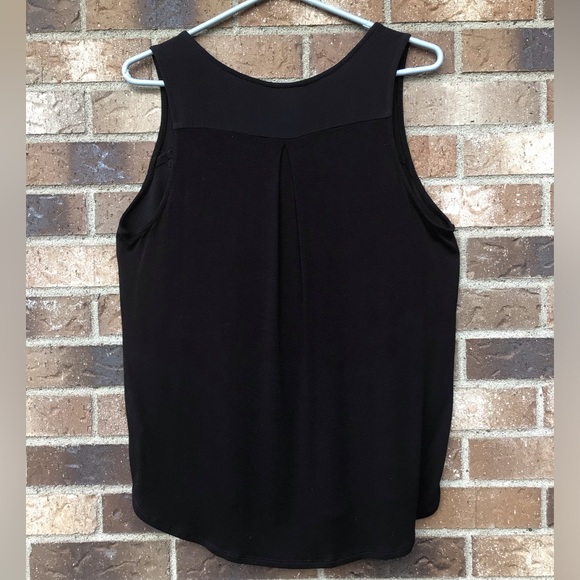 Sleeveless flowing Black top with front zipper, Sz.L - Picture 2 of 3